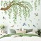 Large Hanging Vine Wall Decals Tree Branch Green Leaf Flower Birds